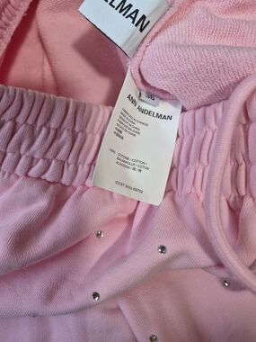 Ann Andelman Pink Diamante Embellished Sweatpants wide-leg lounge pants 36 New